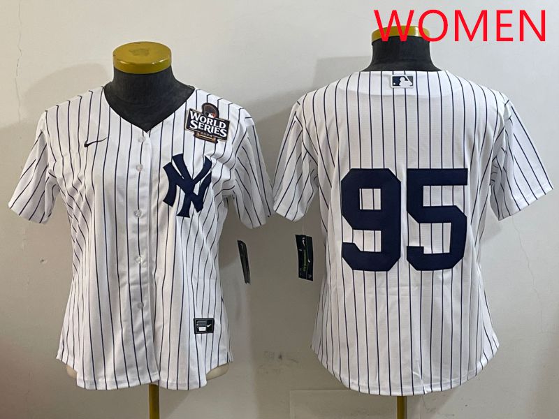 Women New York Yankees #95 No Name White Stripe Game 2025 Nike MLB Jersey style 4->women mlb jersey->Women Jersey